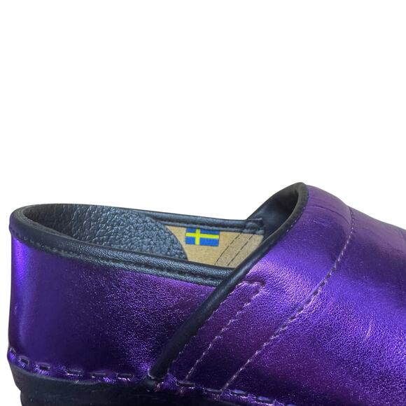 Bjork Women's Professional Mia Metallic Leather Purple Clog Slip On Comfort - 37 - Picture 7 of 8
